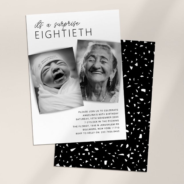 Convite Festa de Aniversário de 80 anos com Foto Surpresa  (Criador carregado)