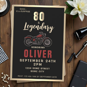Convite Festa de Aniversário de 80 Anos com Moto Antiga