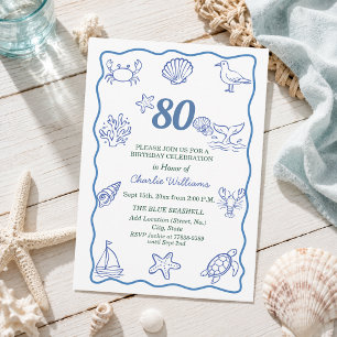 Convite Festa de Aniversário de 80 anos com Vida Marinha D