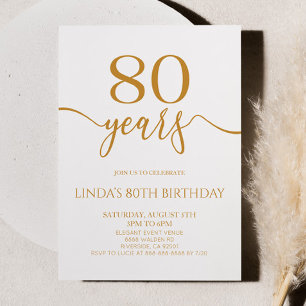 Convite Festa de Aniversário de 80 Anos Elegante Minimalis