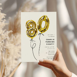 Convite Festa de Aniversário de 80 Anos Minimal Gold 80 Ba