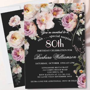 Convite Festa de Aniversário de 80 anos SURPRESA com Elegâ