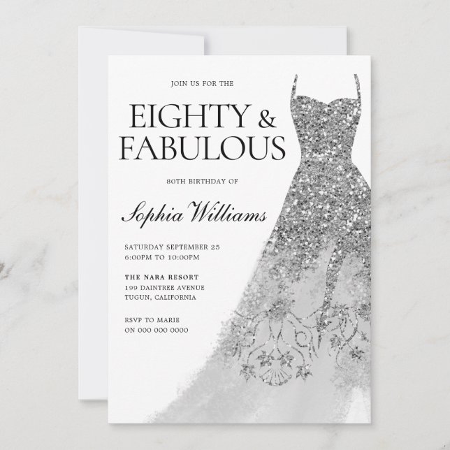 Convite Festa de aniversário de 80 de Coletor de Prata (Frente)