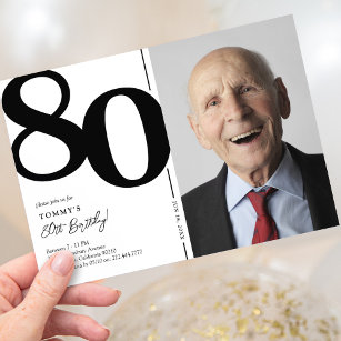 Convite Festa de aniversário de 80 de Fotografia Branca Pr