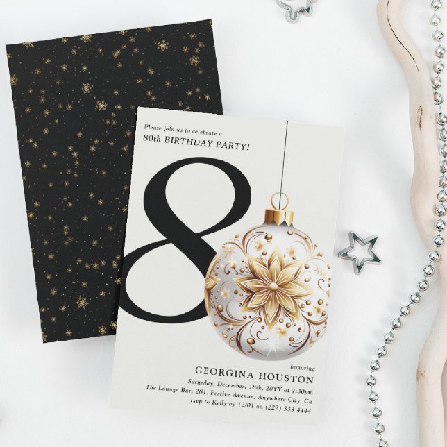 Convite Festa de aniversário de 80 de Natal Festivo (Criador carregado)