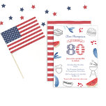 Convite Festa de aniversário de 80 de Verão Patriótica<br><div class="desc">Estrelas e Stripes 80 de Aniversário design de convite para uma festa de piquenique ou um biscoito ao ar livre</div>