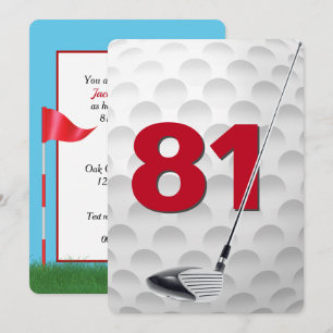 Convite Festa de Aniversário de 81 anos com tema de golfe
