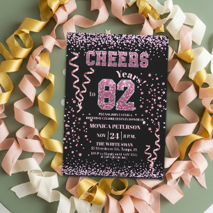 Convite Festa de Aniversário de 82 anos com Brilho Rosa