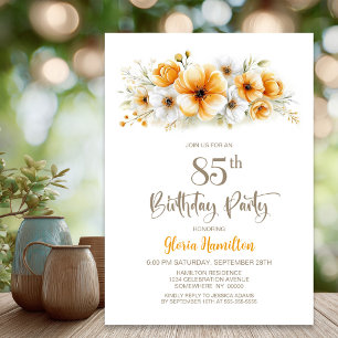 Convite Festa de Aniversário de 85 anos com Tema Floral La