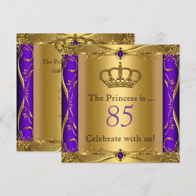 Convite Festa de Aniversário de 85 anos da Princesa Regal  (Frente/Verso)