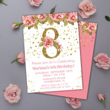 Festa de Aniversário de 8 anos com Rosas Rosa Flor
