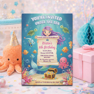 Convite Festa de Aniversário de 8 Anos da Sereia Rosa Sob 