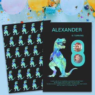 Convite Festa de Aniversário de 8 Anos dos Meninos Dinossa
