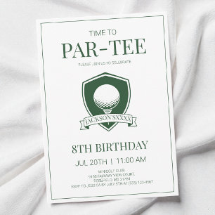 Convite Festa de Aniversário de 8 anos Green Time to Par-T