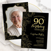 Festa de Aniversário de 90 anos com Foto Floral Ou