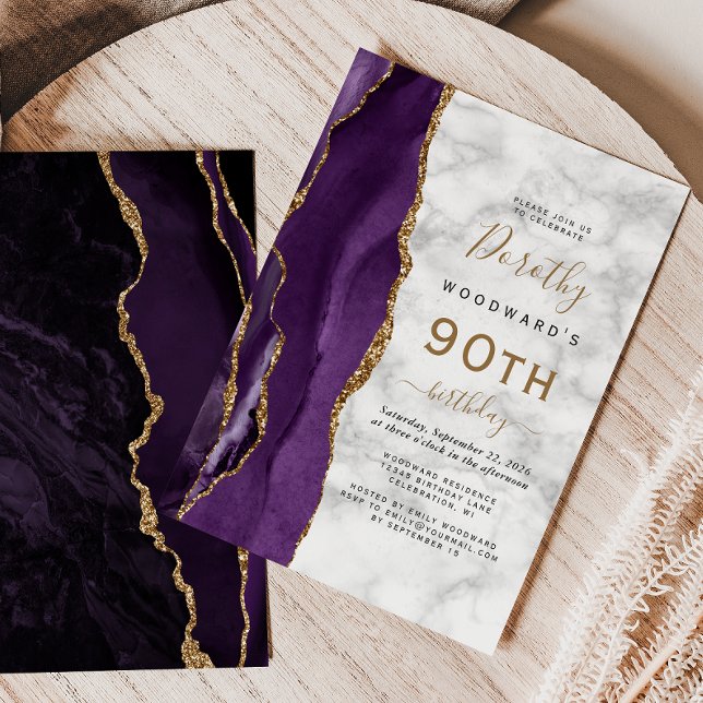 Convite Festa de Aniversário de 90 anos com Mármore de Ága (Criador carregado)