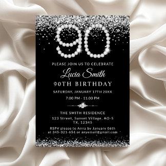 Convite Festa de Aniversário de 90 Anos Elegante com Diama