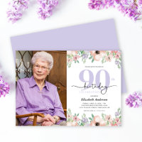 Festa de Aniversário de 90 anos Elegante Foto Flor