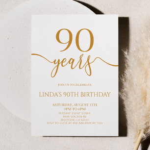 Convite Festa de Aniversário de 90 anos Elegante Minimalis