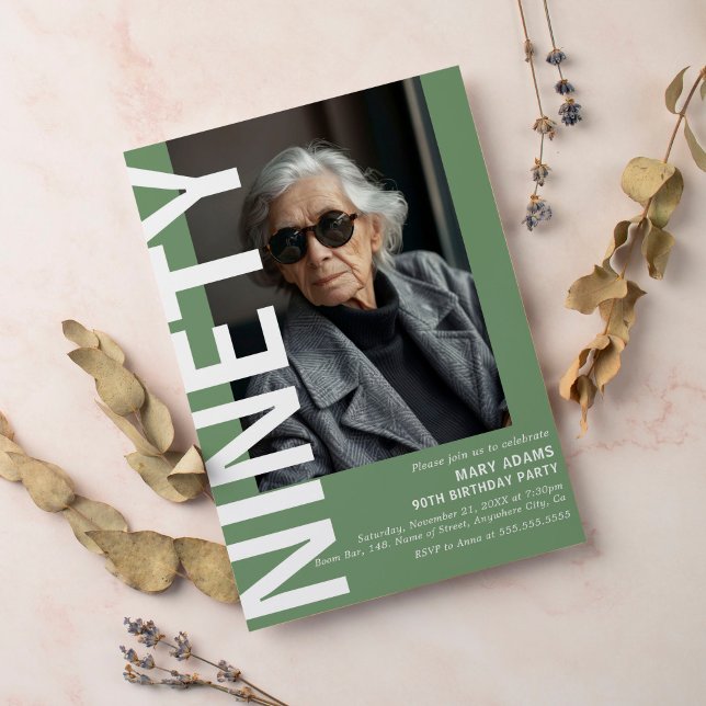 Convite Festa de aniversário de 90 de Fotografia NINETY mo (Criador carregado)