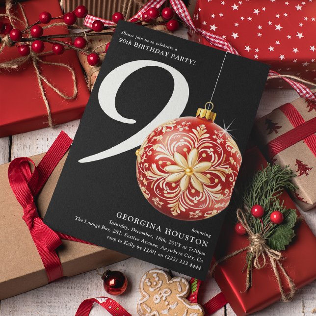 Convite Festa de aniversário de 90 de Natal Festivo (Criador carregado)