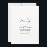 Convite Festa de aniversário de 90 de Script Elegante<br><div class="desc">Este convite de aniversário de 90 de script elegante é perfeito para uma festa de aniversário simples. A design a preto e branco minimalista apresenta tipografia romântica rico com estilo de vidro moderno. Personalizável em qualquer cor. Mantenha o design mínimo e a classe, como está, ou personalize-o adicionando seus próprios...</div>