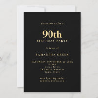 Festa de aniversário de 90 Dourada com texto mínim