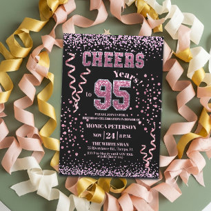 Convite Festa de Aniversário de 95 anos com Brilho Rosa