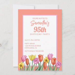 Convite Festa de Aniversário de 95 anos com Tema Floral