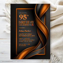 Convite Festa de Aniversário de 95 Anos Preta e Laranja Mo