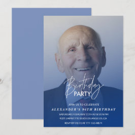 Convite Festa de aniversário de 96 anos de homens azul-mar