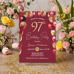 Convite Festa de Aniversário de 97 anos Surpresa Dourado B