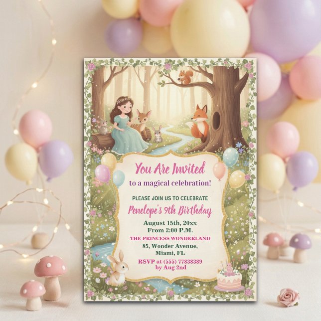 Convite Festa de Aniversário de 9 anos da Princesa com Ani (Criador carregado)