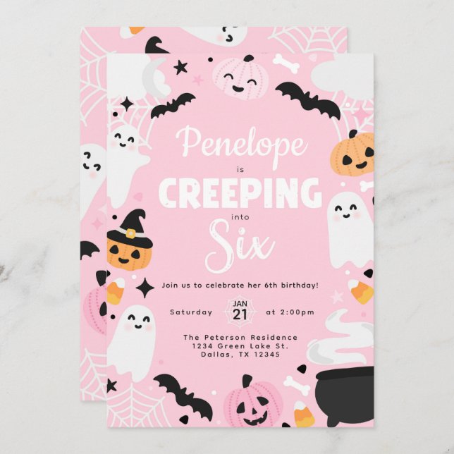 Convite Festa de aniversário de abóbora-6 de abóbora-fanta (Frente/Verso)