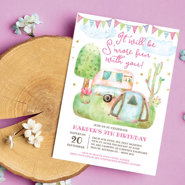 Convite Festa de aniversário de acampamento mais divertida (Criador carregado)