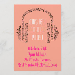 Convite festa de aniversário de adolescentes de música l