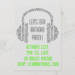 Convite festa de aniversário de adolescentes de música l