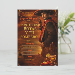 Convite Festa de Aniversário de Adulto Cowboy Mexicano Esp