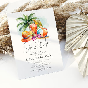 Convite Festa de Aniversário de Adulto Sip & Dip na Piscin