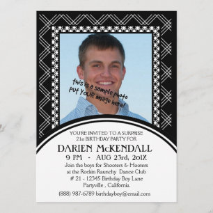 Convite Festa de aniversário de Adultos Modernos Preto e
