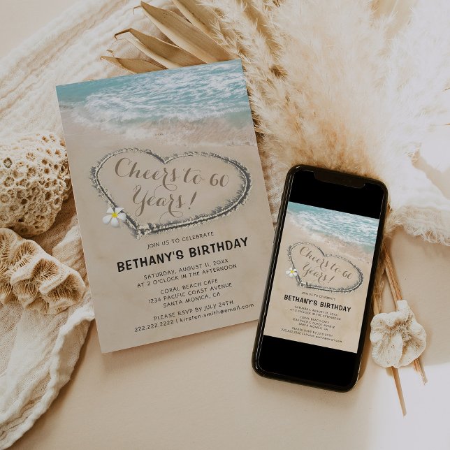 Convite Festa de Aniversário de Adultos na Praia | Brindam (Criador carregado)