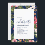 Convite Festa de aniversário de Adultos Tropicais Modernos<br><div class="desc">Celebre seu dia especial com este convite de festas tropical com tipografia simples e na moda e padrões tropicais. Este modelo de design é totalmente personalizável.</div>