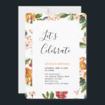 Convite Festa de aniversário de Adultos Tropicais Modernos<br><div class="desc">Celebre seu dia especial com este convite de festas tropical com tipografia simples e na moda e padrões tropicais. Este modelo de design é totalmente personalizável.</div>