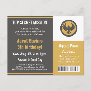 Convite Festa de Aniversário de Agente Secreto Legal