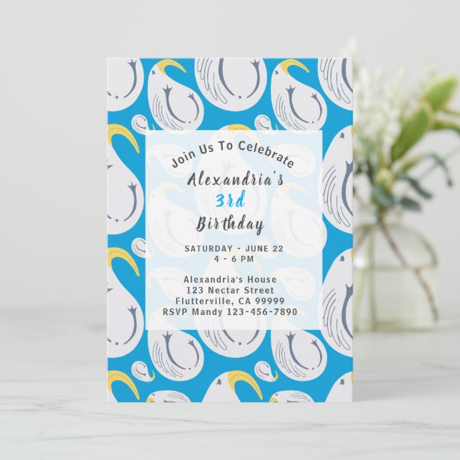 Convite Festa de aniversário de albatroz (Em pé/Frente)