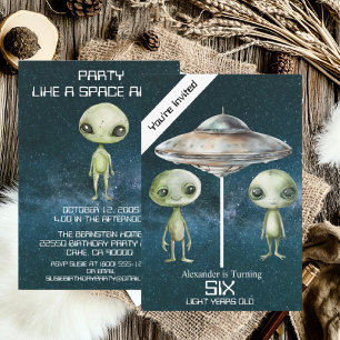 Convite Festa de aniversário de Alienígena de Espaço Exter