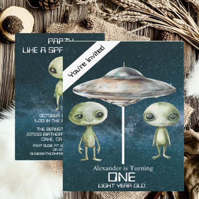 Convite Festa de aniversário de Alienígena de Espaço Exter (Criador carregado)