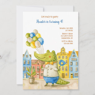 Convite Festa de aniversário de Alligador