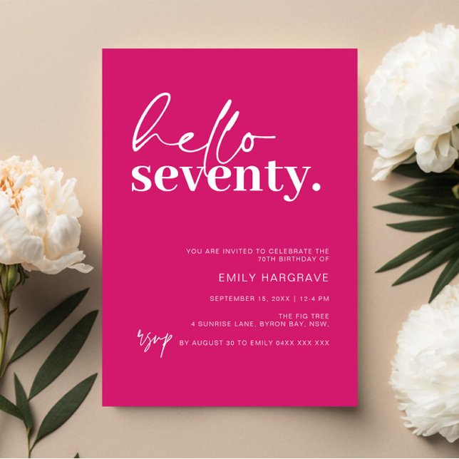 Convite Festa de aniversário de Alô Rosa-Quente Vibrante (Criador carregado)