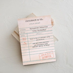 Convite Festa de Aniversário de Amante de Livros com Cartã